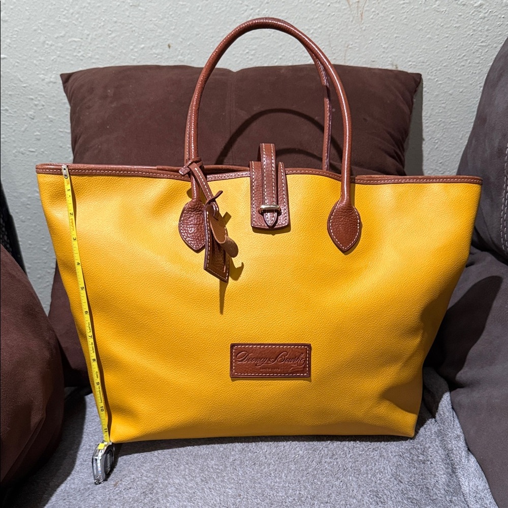 Dooney & Bourke Mustard Yellow Tote with Brown Accents